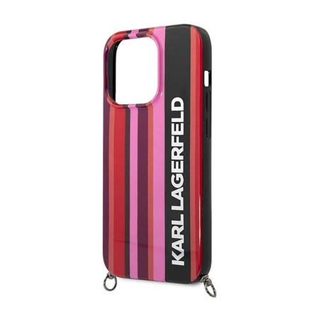 Karl Lagerfeld Color Stripes Riemen - iPhone 14 Pro Tasche (rosa)