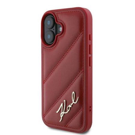 Karl Lagerfeld Quilted Signature - pouzdro pro iPhone 16 (červené)