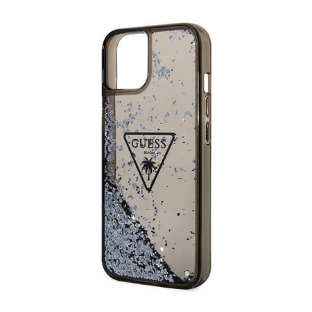 Guess Liquid Glitter Triangle Logo Case - Hülle für iPhone 14 Plus (Schwarz)