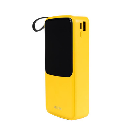 WEKOME WP-10 Pop Digital Series - Power bank 20000 mAh with built-in USB-C / Lightning / Micro USB + USB-A cable (Yellow)