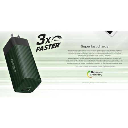 Energizer Ultimate - Multiplug EU / UK / US GaN USB-C & USB-A 65W PD travel charger (Silver)