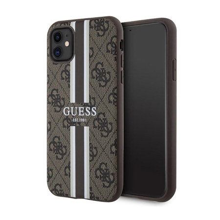 Guess 4G Gedruckte Streifen MagSafe - iPhone 11 Tasche (Braun)