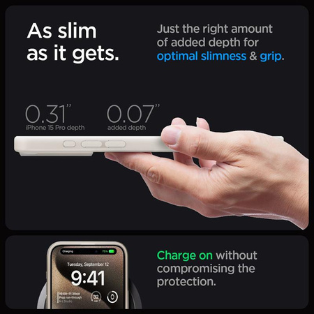 Spigen Ultra Hybrid MagSafe - tok iPhone 15 Pro készülékhez (Frost Natural Titanium)