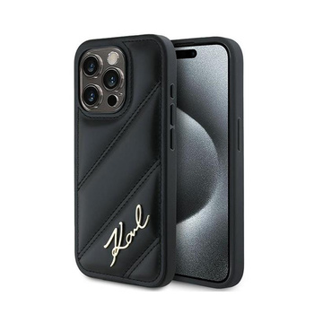 Karl Lagerfeld Diagonal Quilted Script - Étui pour iPhone 14 Pro (noir)