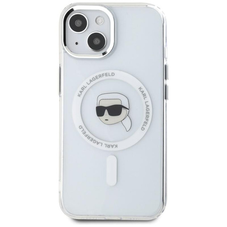 Karl Lagerfeld IML Metall Karl Head MagSafe - Hülle für iPhone 15 Plus (weiß)