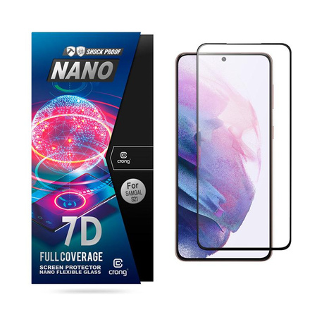 Crong 7D Nano Flexible Glass - Verre hybride 9H incassable pour l'ensemble de l'écran du Samsung Galaxy S21