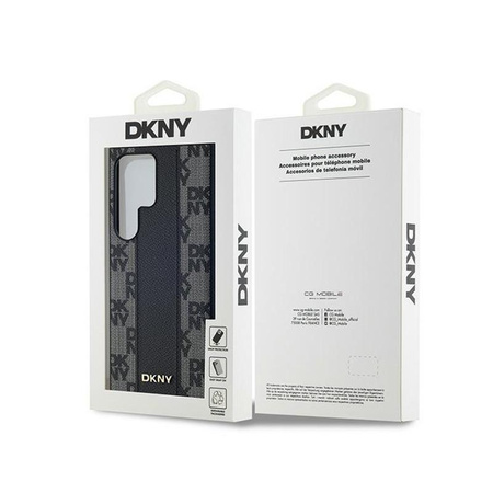 DKNY Leather Checkered Mono Pattern MagSafe - Étui Samsung Galaxy S24 Ultra (noir)