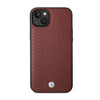 BMW Leder Diamond Pattern - iPhone 14 Tasche (bordeauxfarben)