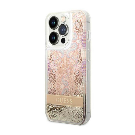 Guess Liquid Glitter Paisley - Coque iPhone 14 Pro Max (Or)