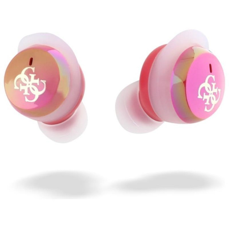 Guess 4G nyomtatott logó - TWS Bluetooth fejhallgató + töltőtáska (fukszia)