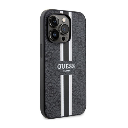 Guess 4G Gedruckte Streifen MagSafe - iPhone 14 Pro Max Tasche (Schwarz)