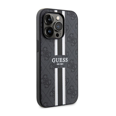 Guess 4G Gedruckte Streifen MagSafe - iPhone 14 Pro Tasche (Schwarz)