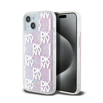 DKNY Liquid Glitter Multilogo - Coque iPhone 15 / 14 / 13 (rose)