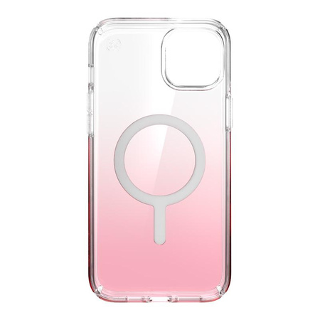 Speck Presidio Perfect-Clear + Ombre + MagSafe - Coque pour iPhone 14 Plus avec revêtement MICROBAN (Clear / Vintage Rose Fade)