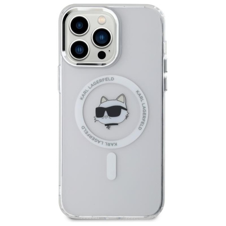 Karl Lagerfeld IML Metal Choupette Head MagSafe - Pouzdro na iPhone 13 Pro Max (bílá)