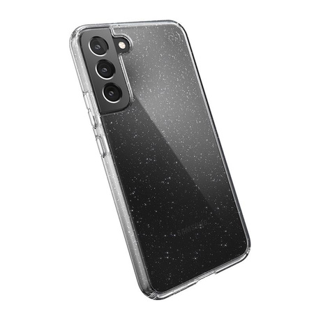 Speck Presidio Perfect-Clear with Glitter - Samsung Galaxy S22+ Case with MICROBAN Antimicrobial Coating (Clear/Platinum Glitter)