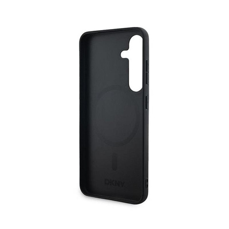 DKNY Leder Checkered Mono Pattern MagSafe - Samsung Galaxy S24+ Tasche (schwarz)