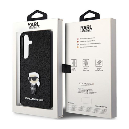 Karl Lagerfeld Fixed Glitter Iconic Logo Metal Pin - Samsung Galaxy S24 Case (black)