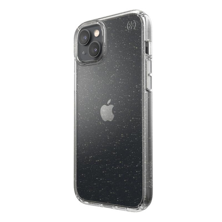 Speck Presidio Perfect-Clear with Glitter - iPhone 14 Plus Case with MICROBAN Coating (Clear / Gold Glitter)