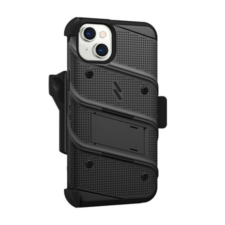 ZIZO BOLT Series - Coque blindée pour iPhone 14 Plus avec écran en verre 9H + étui avec support (noir)
