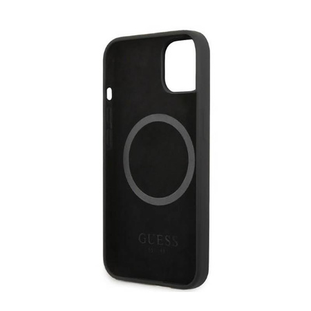 Guess Silicone Logo Plate MagSafe - Hülle für iPhone 13 (Schwarz)