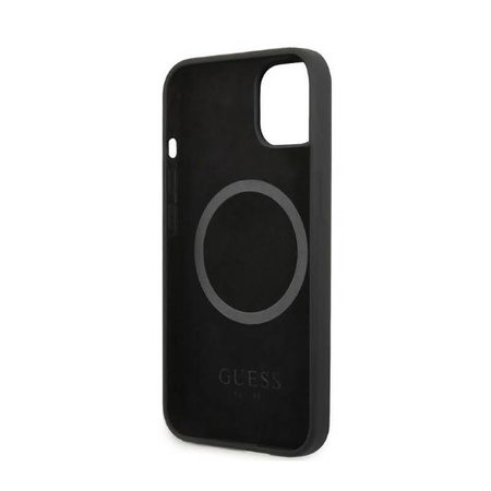 Guess Silikon-Logo-Platte MagSafe - iPhone 13 Tasche (schwarz)