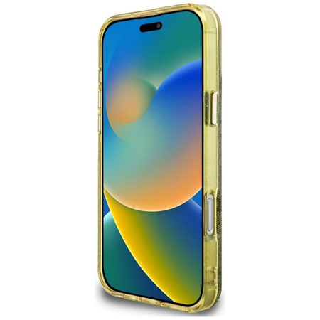 Guess IML Metal Glitter 4G kör háromszög MagSafe - tok iPhone 16 Pro (barna)