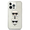 Karl Lagerfeld Glitter Karl & Choupette Head - Coque iPhone 13 Pro (argent)