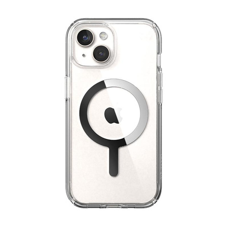Speck Presidio Perfect-Clear MagSafe - tok iPhone 16e / iPhone 15 / iPhone 14 / iPhone 13 (átlátszó / krómozott kivitel / derűs ezüst)