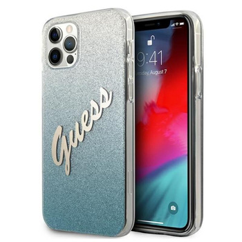 Guess Glitter Gradient Script - Coque iPhone 12 Pro Max (bleu)