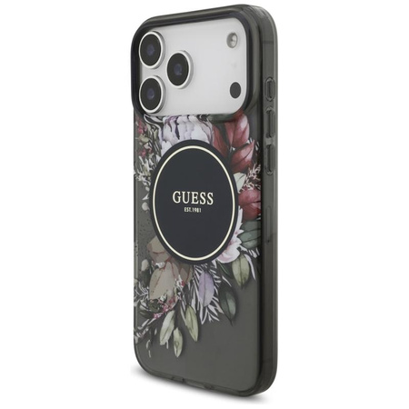 Guess IML Flowers Electro Pearl Strap MagSafe - Case iPhone 17 Pro Max (black)