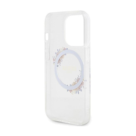 Guess IML Flowers Wreath MagSafe - iPhone 15 Pro Max Case (Transparent)