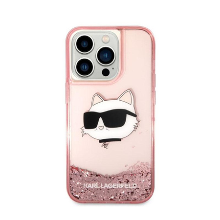 Karl Lagerfeld Liquid Glitter NFT Choupette Head - Hülle für iPhone 14 Pro Max (Pink)