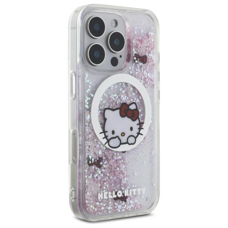 Hello Kitty Liquid Glitter Sweet Kitty Bows MagSafe - Pouzdro na iPhone 16 Pro (bílý)