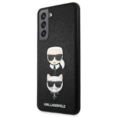 Karl Lagerfeld Saffiano Karl & Choupette fejek - Samsung Galaxy S21 FE tok (fekete)