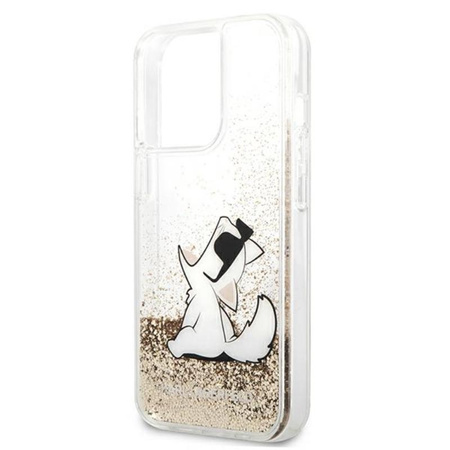 Karl Lagerfeld Liquid Glitter Choupette Fun - pouzdro pro iPhone 13 Pro Max (zlaté)