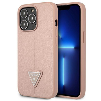 Guess Saffiano Triangle Logo Case - Coque iPhone 13 Pro Max (rose)
