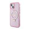 Guess Ring Stand Script Glitter MagSafe - iPhone 15 Plus Tasche (rosa)