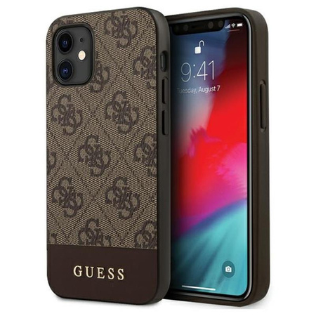 Guess 4G Bottom Stripe Kollektion - iPhone 12 mini Tasche (braun)