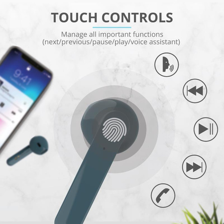 Trust Primo Touch - Ecouteurs sans fil Bluetooth (bleu)