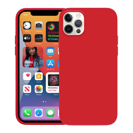 ETUI CZERWONE SILIKONOWE DO IPHONE 12 PRO MAX, Crong Eleganckie, Plecki