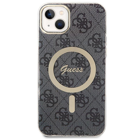 Guess Bundle Pack MagSafe 4G - MagSafe iPhone 14 Plus case + charger set (black/gold)