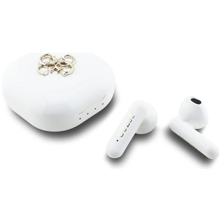 Guess 4G Metal Logo - TWS Bluetooth Earphones + Charging Case (White)