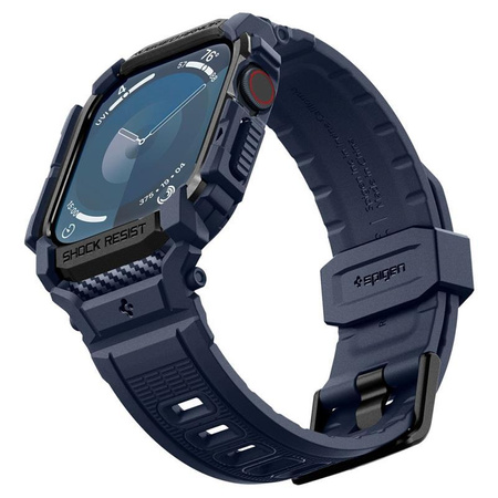 Spigen Rugged Armor Pro - Armband mit Gehäuse für Apple Watch 10 46 mm (Marineblau)