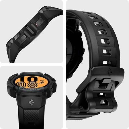 Spigen Rugged Armor Pro - Bracelet + étui pour Samsung Galaxy Watch 4 / 5 44 mm (Graphite)