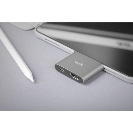 Adaptér Moshi USB-C - adaptér pro HDMI 4K a HDR s podporou 60W nabíjení Power Delivery (titanově šedý)