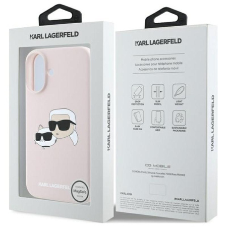 Karl Lagerfeld Silicone Double Heads Print MagSafe - iPhone 16 Case (pink)