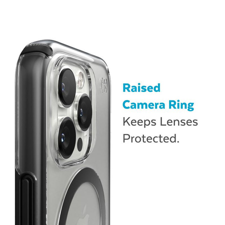 Speck Presidio Perfect-Clear with Impact Geometry + MagSafe - iPhone 14 Pro Max Case with MICROBAN Coating (Clear / Black)