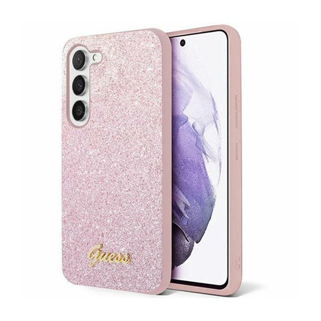 Guess Glitter Flakes Metal Logo Case - Samsung Galaxy S24 Case (pink)