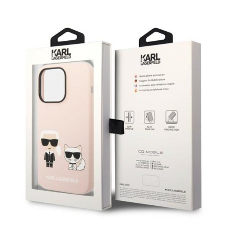 Karl Lagerfeld Flüssigsilikon Karl & Choupette MagSafe - iPhone 14 Pro Max Hülle (rosa)